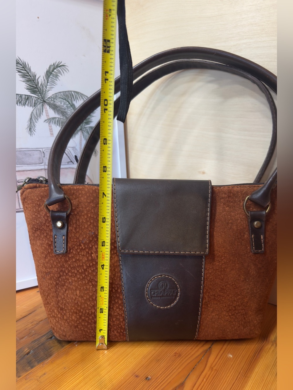 Chappai made Argentina Suede and Leather Trim Shoulder Bag in Brown - Picture 7 of 8